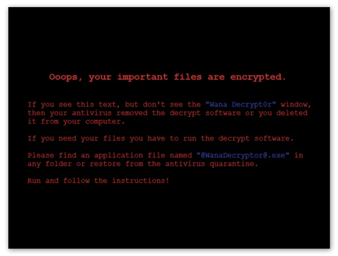 WannaCry 勒索病毒的加密画面。